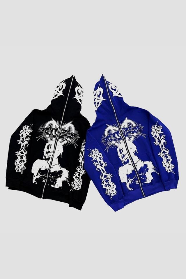 SKULL Rock Zip Up Hoodie