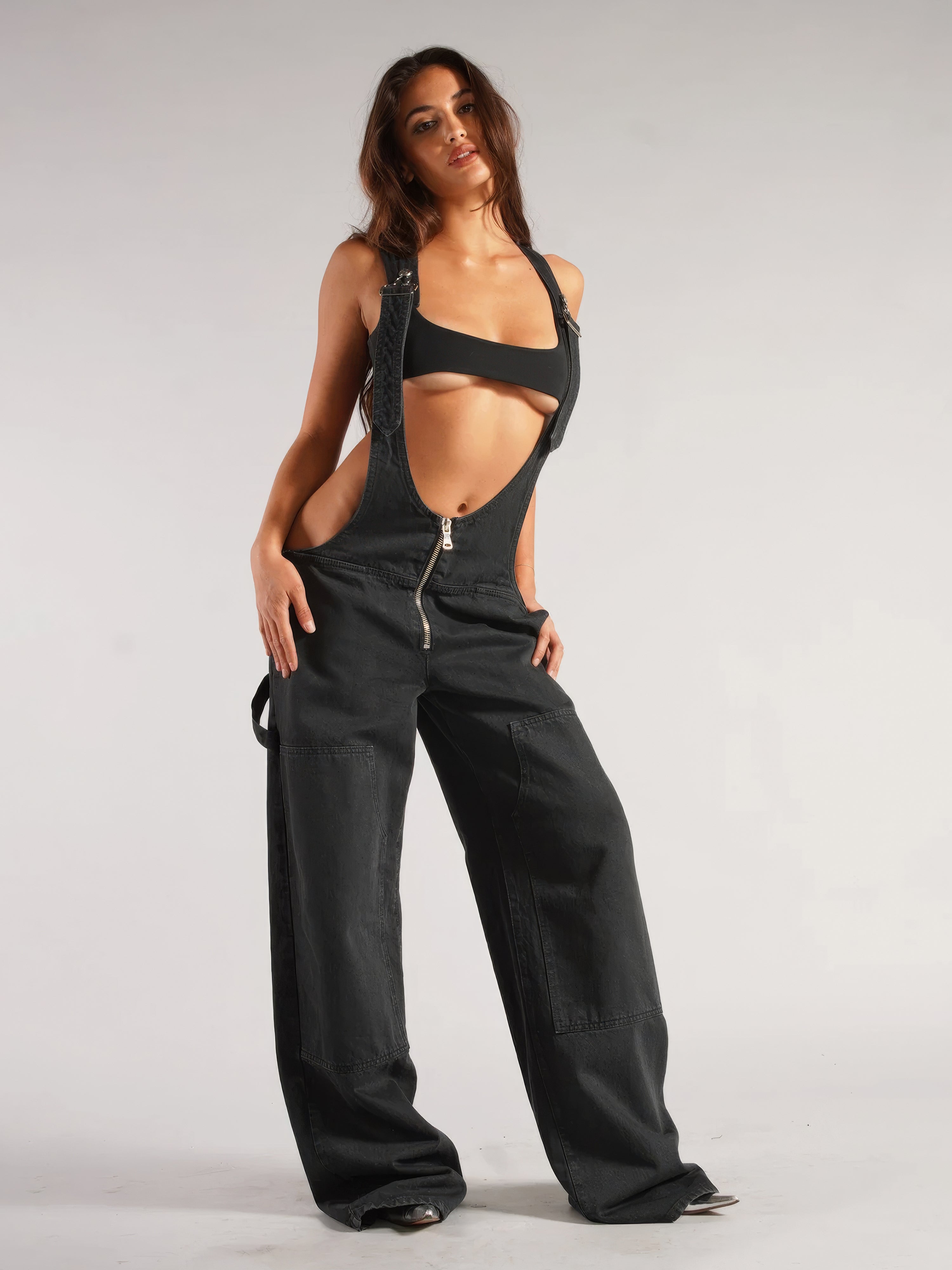 LIVA | PLUNGE DENIM OVERALL