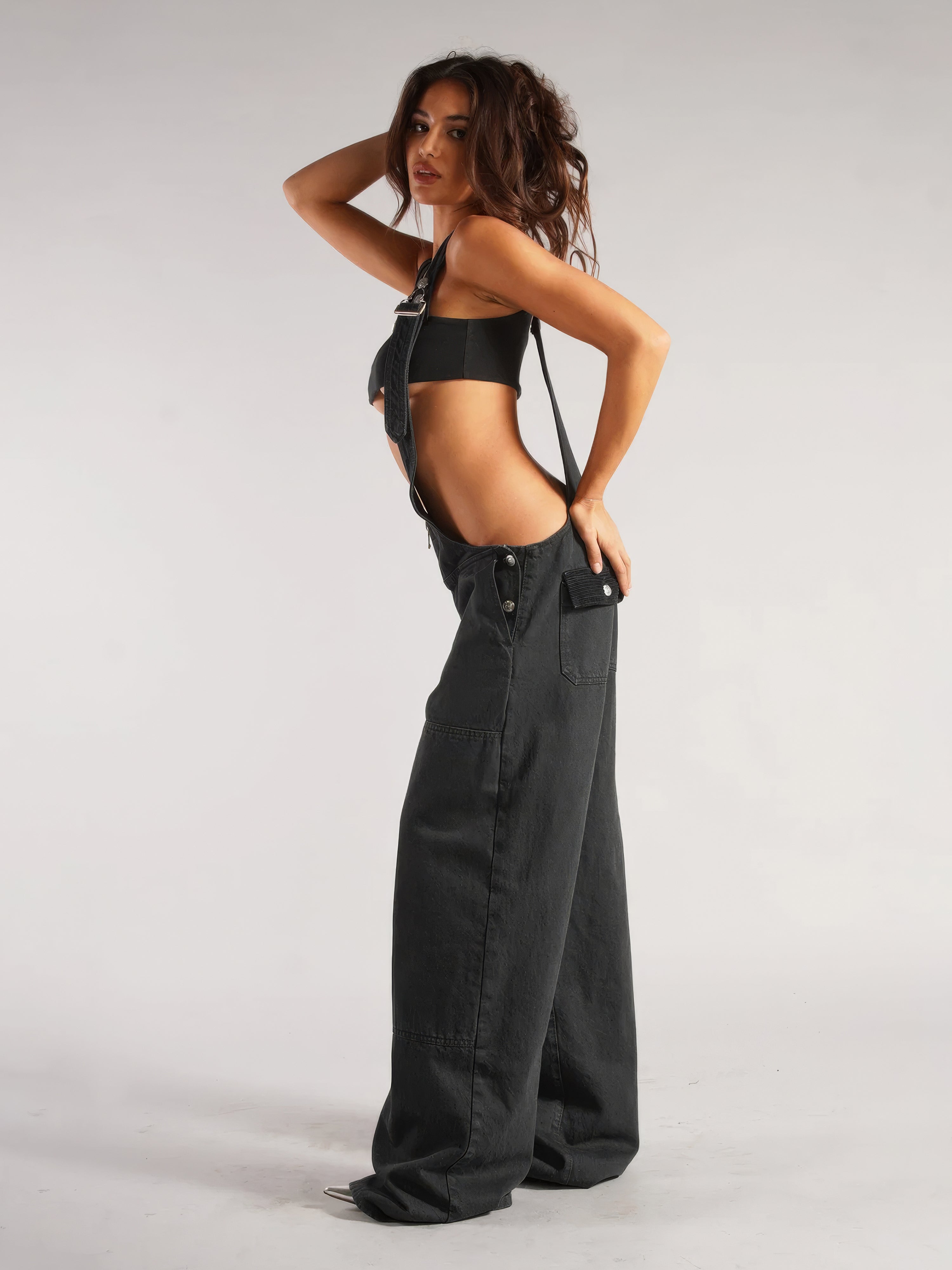 LIVA | PLUNGE DENIM OVERALL